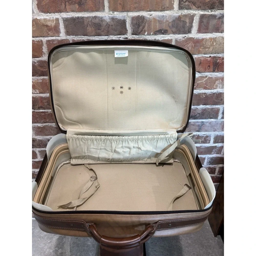 Vintage Samsonite Luggage - Two Tone Brown - Strap With Buckle - Great Condition